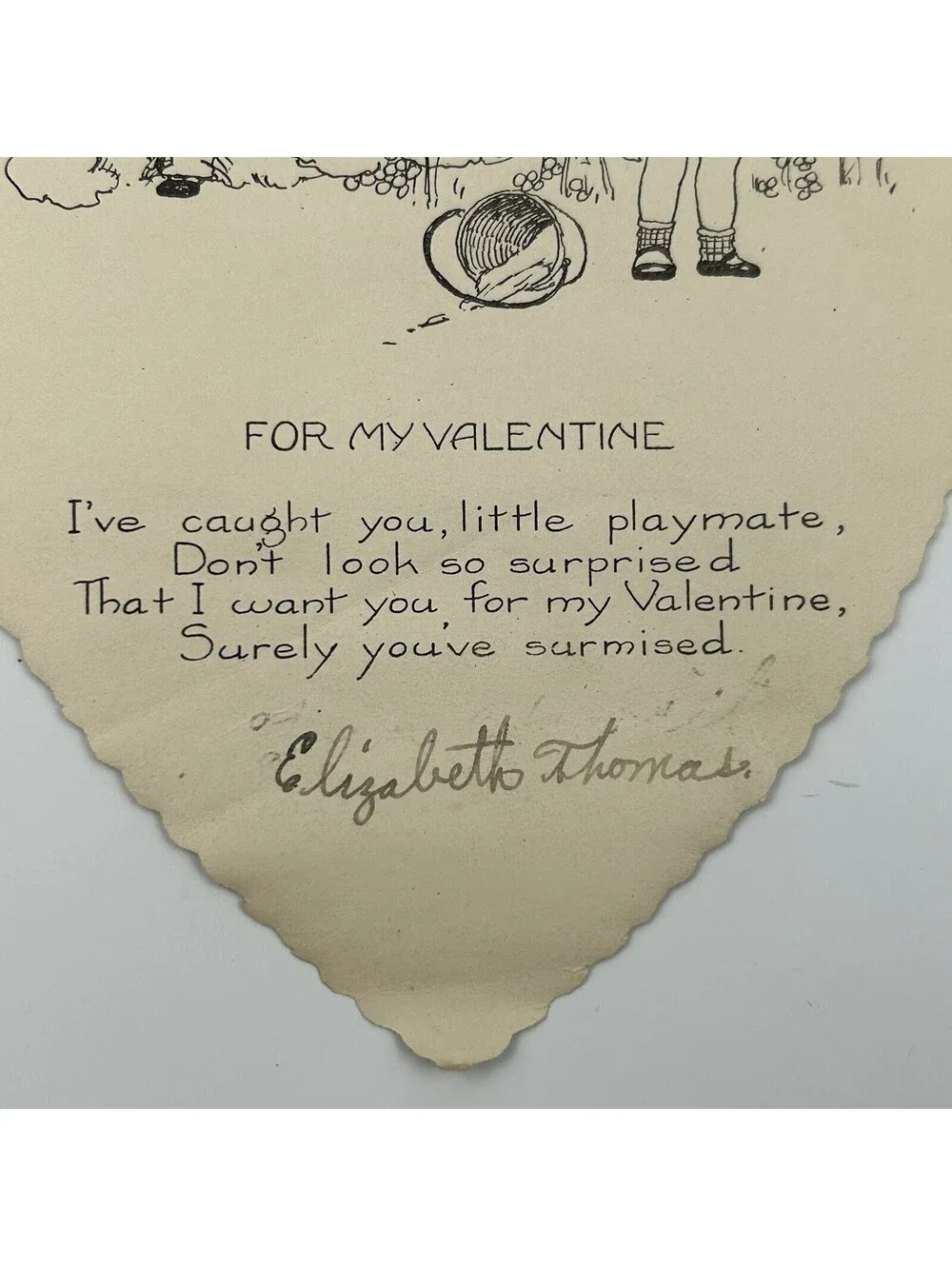 Antique Whitney Made Worcester Mass Mechanical Valentine Card Die Cut 1920s  N-2